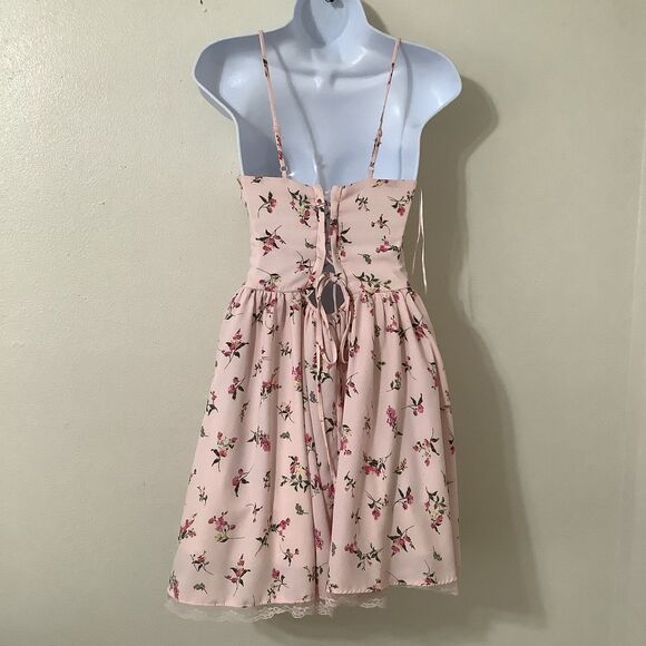 Pink Coquette Fairy Romantic Feminine Dainty Dollette Fairycore Mini Dress M - Picture 5 of 8